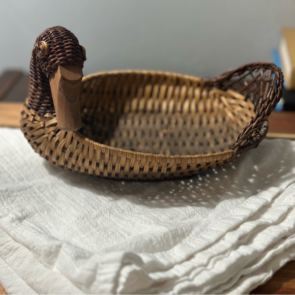 A Vintage Woven Duck Basket with Brown Eggs - Picture 7 of 8